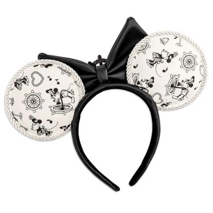 Mickey Mouse - Minnie Steamboat Willie Bow & Ears Faux Leather Headband