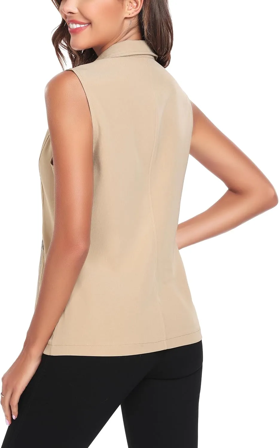 MISS MOLY Vests For Women Casual Lightweight Full-Zip Military Vest Golf Sleeveless Jacket with Pockets