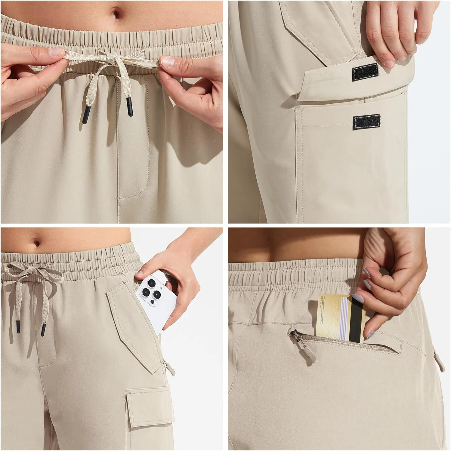 MOCOLY Womens Hiking Cargo Shorts 8" Quick Dry Lightweight Golf Shorts for Camping Travel Athletic with Zipper Pockets