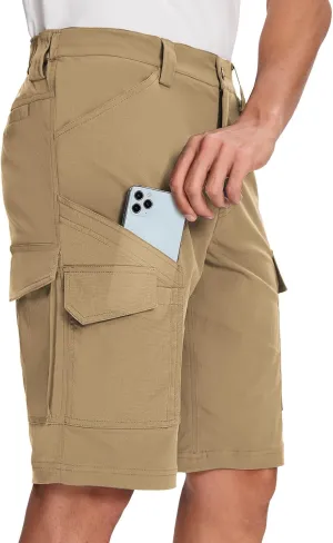 Moosehill Mens-Hiking-Shorts Cargo Lightweight Water Resistant Quick Dry Big & Tall with 8 Pockets for Tactical Work