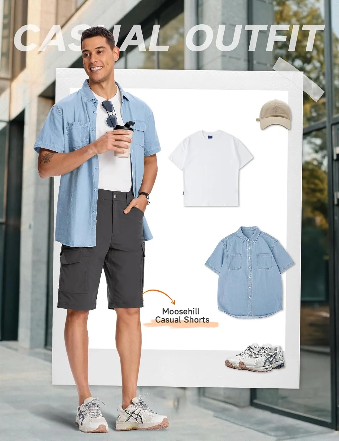 Moosehill Mens-Hiking-Shorts Cargo Lightweight Water Resistant Quick Dry Big & Tall with 8 Pockets for Tactical Work