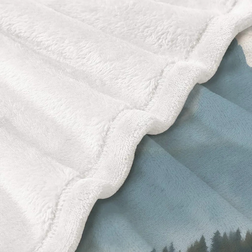 Morning Forest Flannel Throw Blanket Mountain Ridges Foggy Forest Landscape Wilderness Warm Lightweight Cozy Winter Bed Blanket, Office Nap Blanket Machine Washable 60x80 Inch