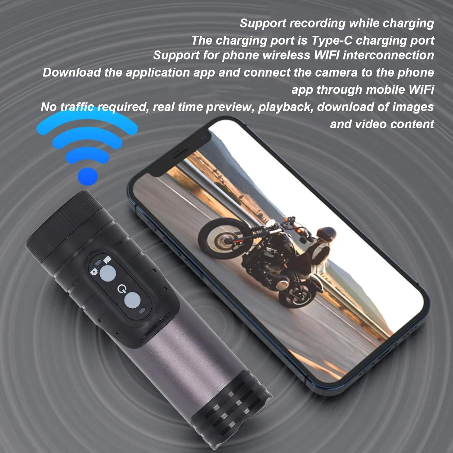 Motorcycle Helmet Camera, 4K Bike Video Camera Sports Action Camera with Handle Brackect, 120° Wide Angle, IP66 Sport for Outdoor Wilderness, Climbing