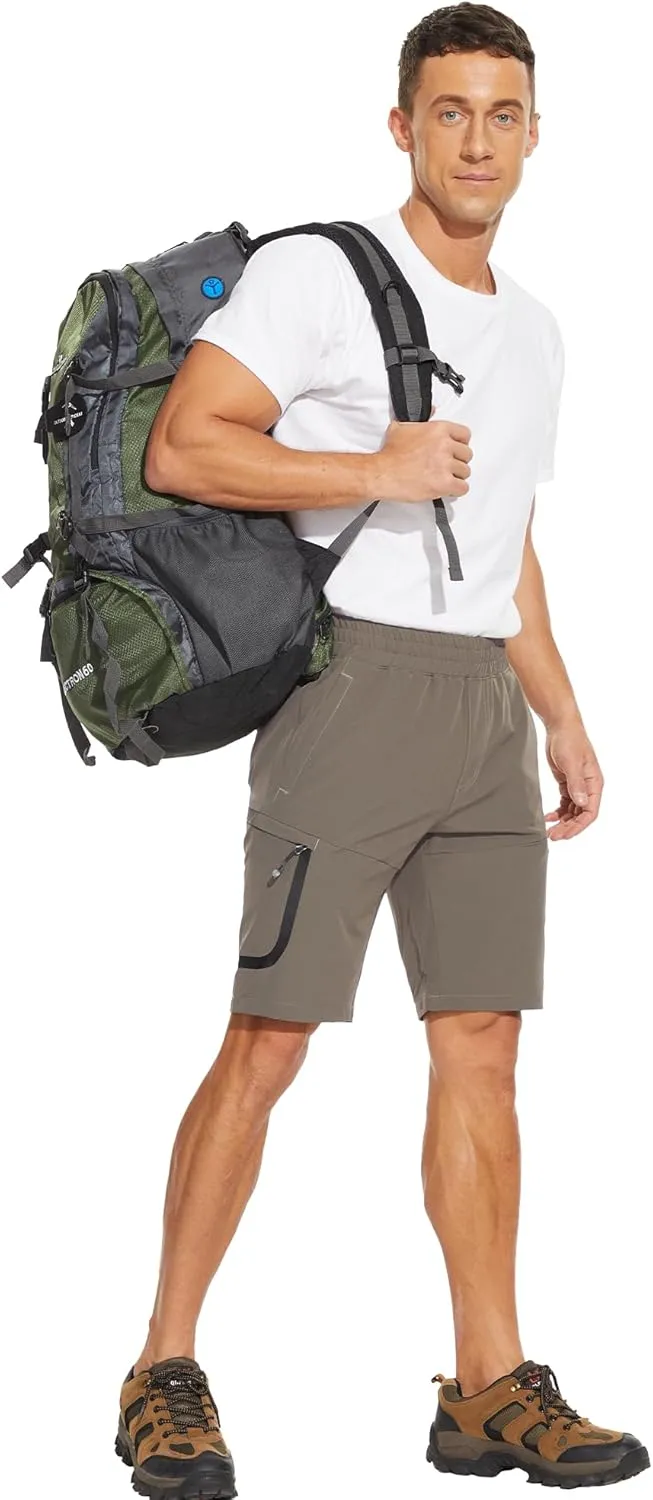 MOURCE Mens Hiking Shorts 9 Inch Inseam Quick Dry Lightweight Stretch Elastic Waist Outdoor Men Golf Shorts Fishing Camping