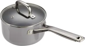 MSMK 2.5 QT PFAS-FREE Ceramic enamel saucepan with Tempered Glass Lid, Rice Burnt also Non stick, Dishwasher and Oven Safe, Induction Ready, Compatible with All Cooktops, Grey