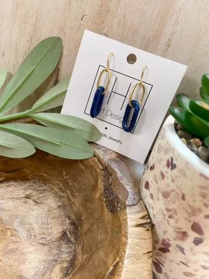 Navy Chain Link Earrings