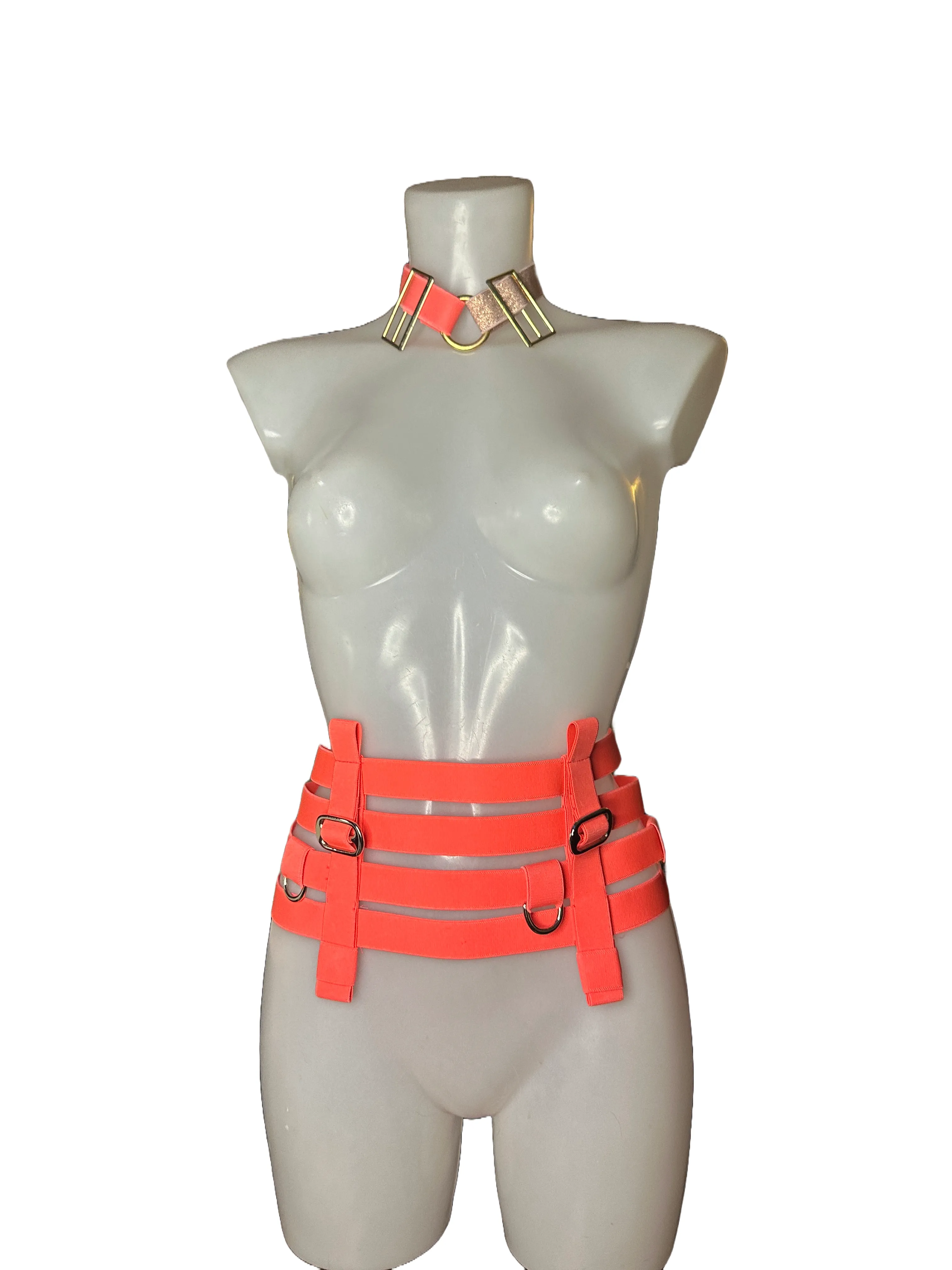 NEON Pink Corset Waspie Belt - Fits 10/12-  SAMPLE- BELT- UV