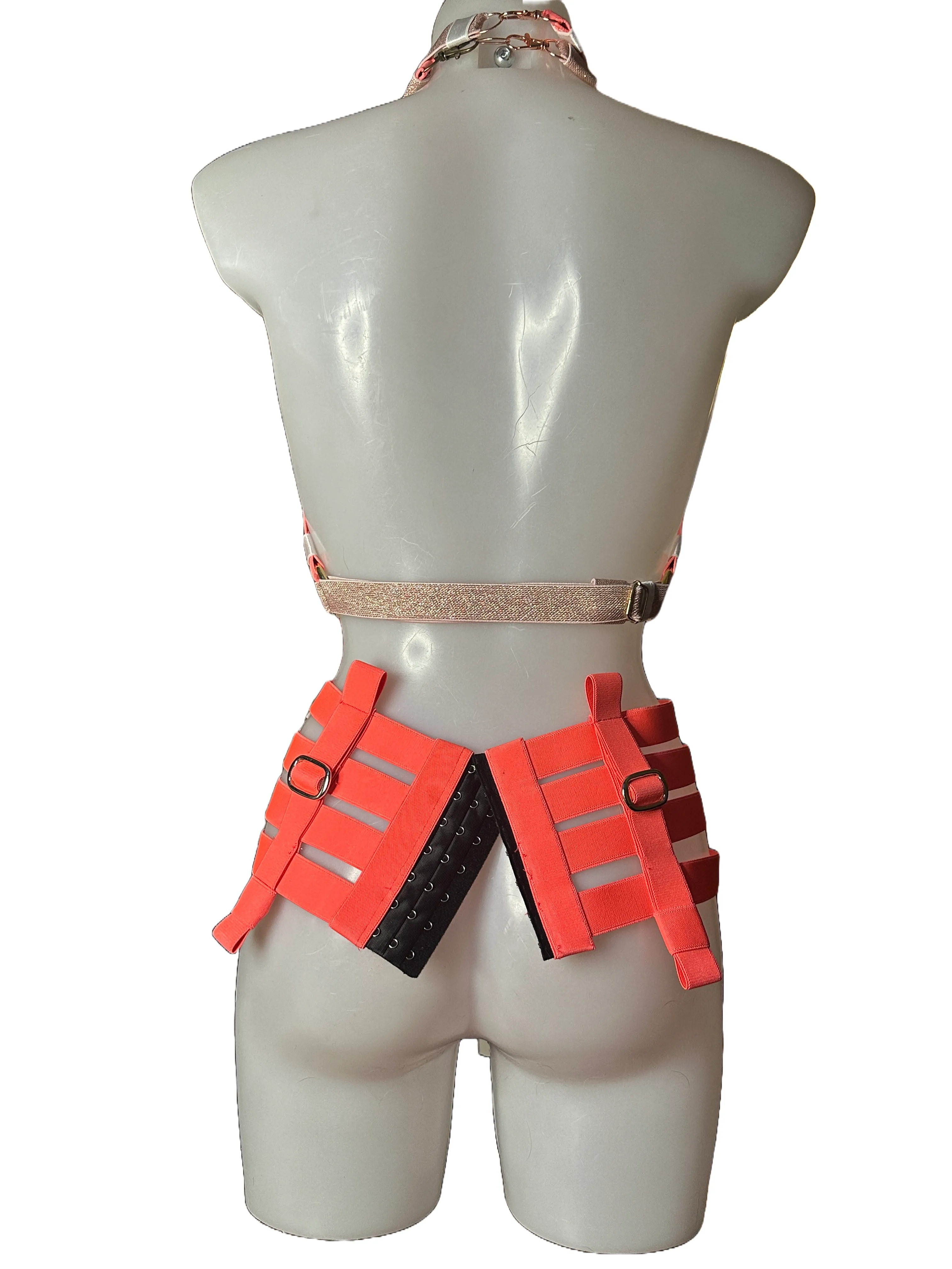 NEON Pink Corset Waspie Belt - Fits 10/12-  SAMPLE- BELT- UV