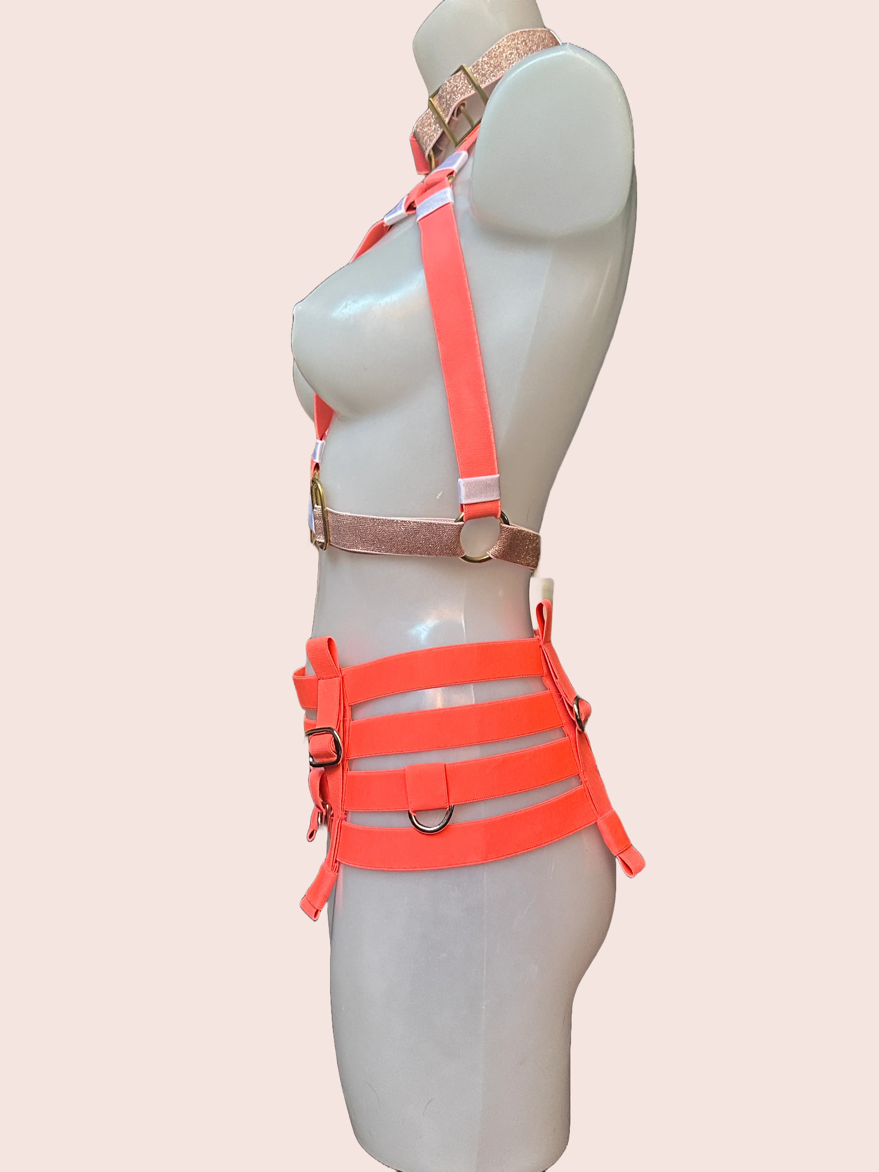 NEON Pink Corset Waspie Belt - Fits 10/12-  SAMPLE- BELT- UV
