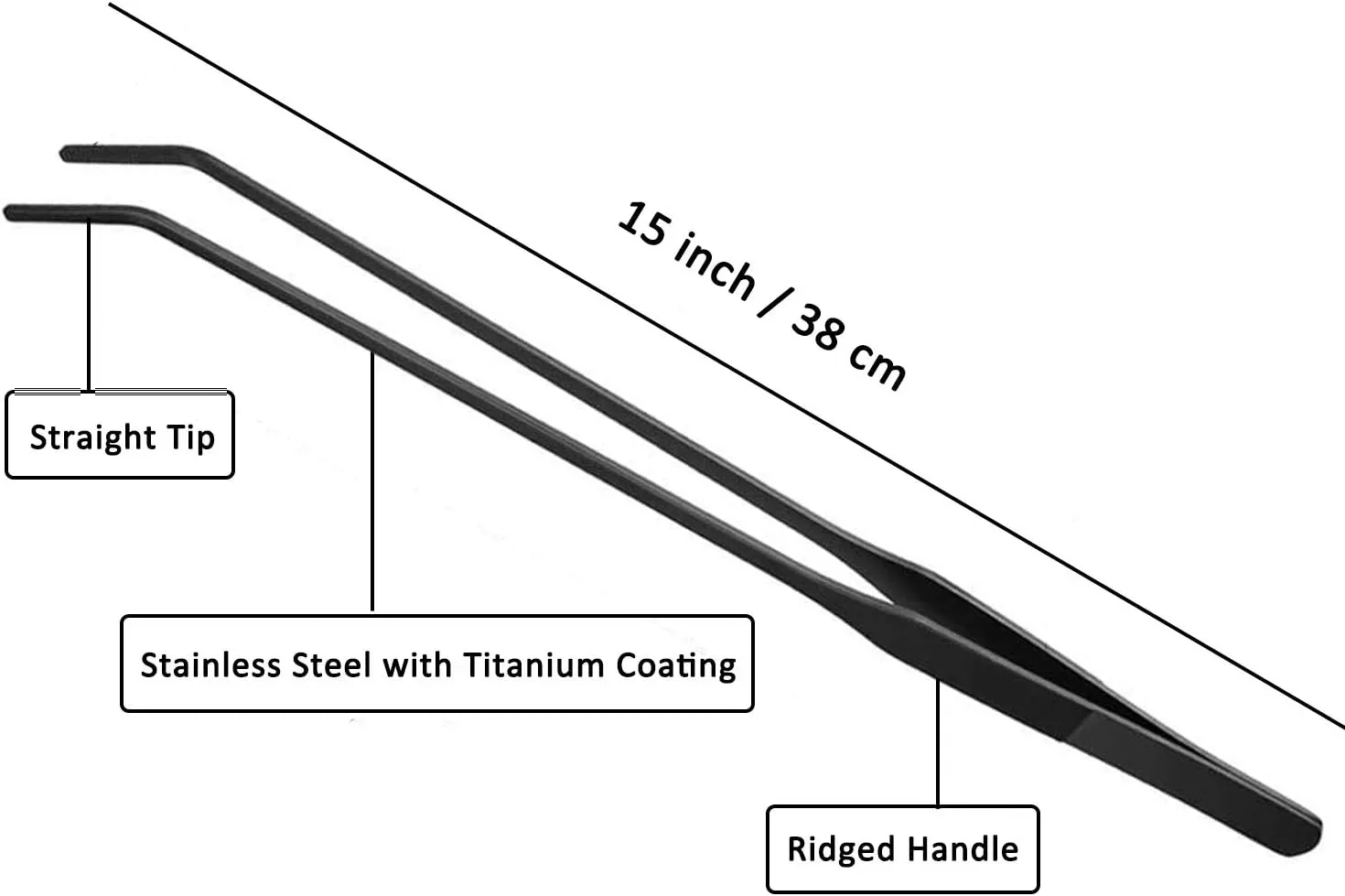NEW 15" Aquarium Tweezers, Anti-rust Long Aquascaping Tools, Stainless Steel Feeding Tongs, Straight and Curved Forceps Nippers, Perfect for Planted Aquarium Fish Tank Reef Tank and Terrarium - Set of Two