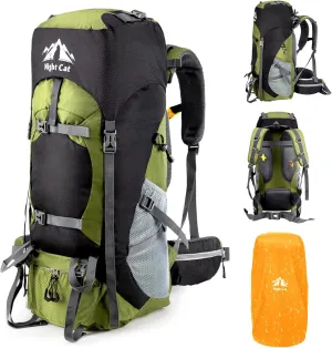 Night Cat Hiking Backpacks 90L Camping Backpacking Packs for Men Women Lightweight Outdoor for Mountaineering Traveling, No Internal Frame