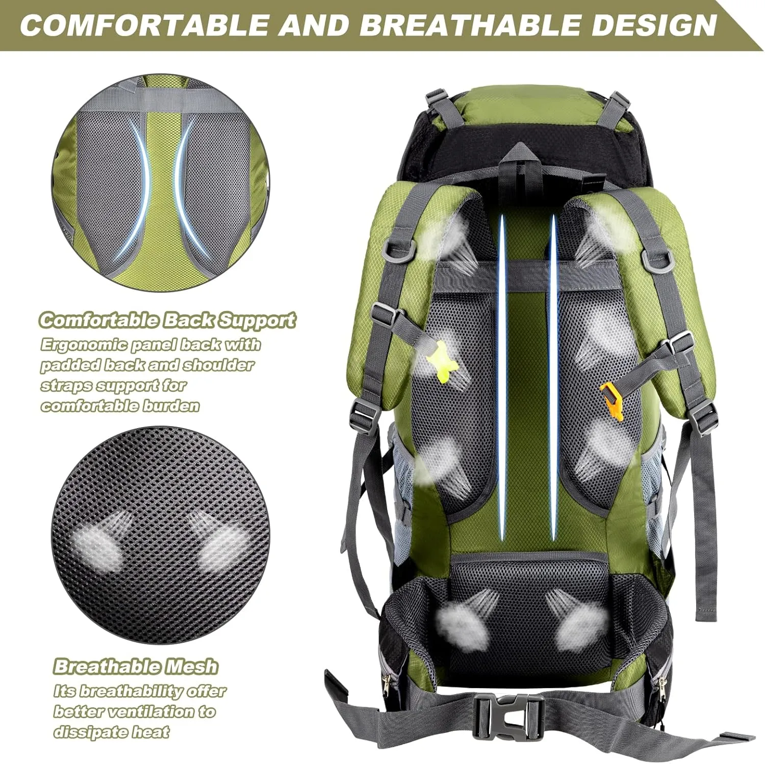 Night Cat Hiking Backpacks 90L Camping Backpacking Packs for Men Women Lightweight Outdoor for Mountaineering Traveling, No Internal Frame