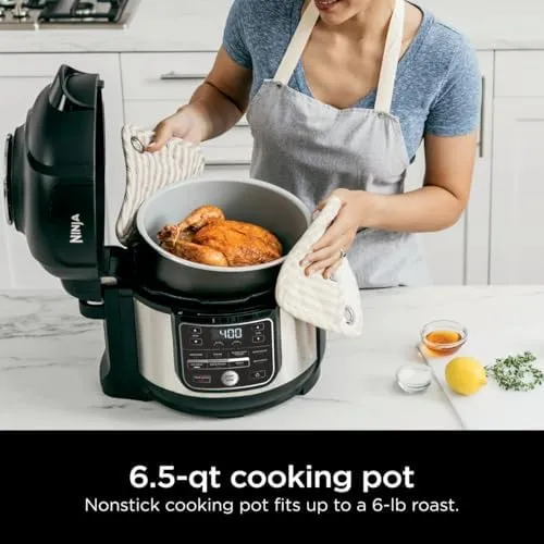 Ninja Foodi PRO 10-in-1 Pressure Cooker, 6.5-Quart, with Air Fry, TenderCrisp Technology, Slow Cook, Steam, Sous Vide, Ceramic-Coated Nonstick, Dishwasher Safe