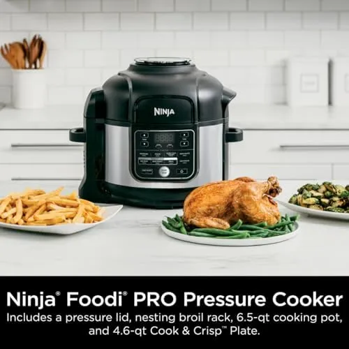 Ninja Foodi PRO 10-in-1 Pressure Cooker, 6.5-Quart, with Air Fry, TenderCrisp Technology, Slow Cook, Steam, Sous Vide, Ceramic-Coated Nonstick, Dishwasher Safe
