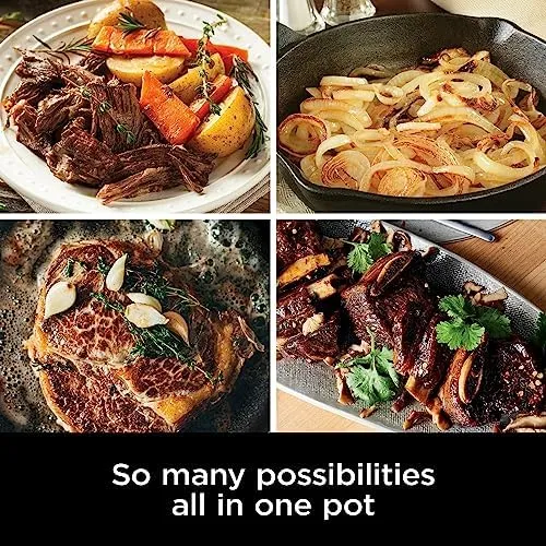 Ninja MC1000 Foodi PossibleCooker 8.5 Quart Multi-Cooker, with 4-in-1 Slow Cooker, Dutch Oven & More, Glass Lid & Integrated Spoon, Nonstick, Oven Safe Pot to 500°F, Cherry Tarte (Renewed)