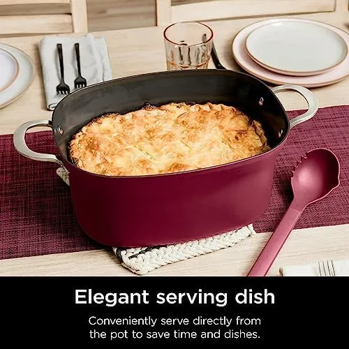 Ninja MC1000 Foodi PossibleCooker 8.5 Quart Multi-Cooker, with 4-in-1 Slow Cooker, Dutch Oven & More, Glass Lid & Integrated Spoon, Nonstick, Oven Safe Pot to 500°F, Cherry Tarte (Renewed)