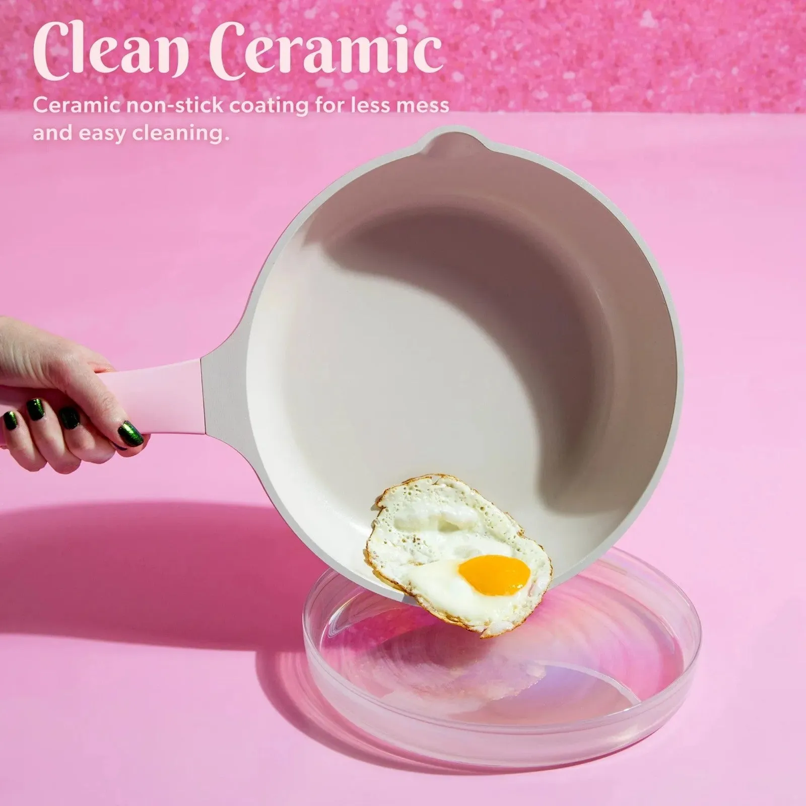 Nonstick Pink Multifunctional 24 Satisfied clients Cast Ceramic LunaLulink Aluminum Set Piece Cookware Clean