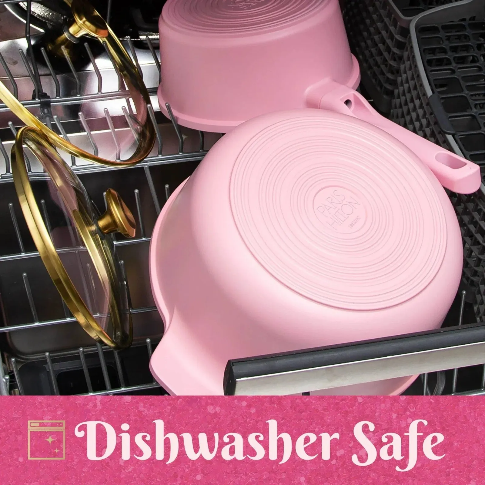 Nonstick Pink Multifunctional 24 Satisfied clients Cast Ceramic LunaLulink Aluminum Set Piece Cookware Clean