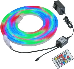 Novelty Lights RGBW Mini Neon Flex LED Rope Light Kit, 16.4 Feet Color Changing Gaming Lights with Remote, 500  Dynamic Color Effects, Indoor/Outdoor Party Lights, Connect 2 Sets Up To 32.8 Feet