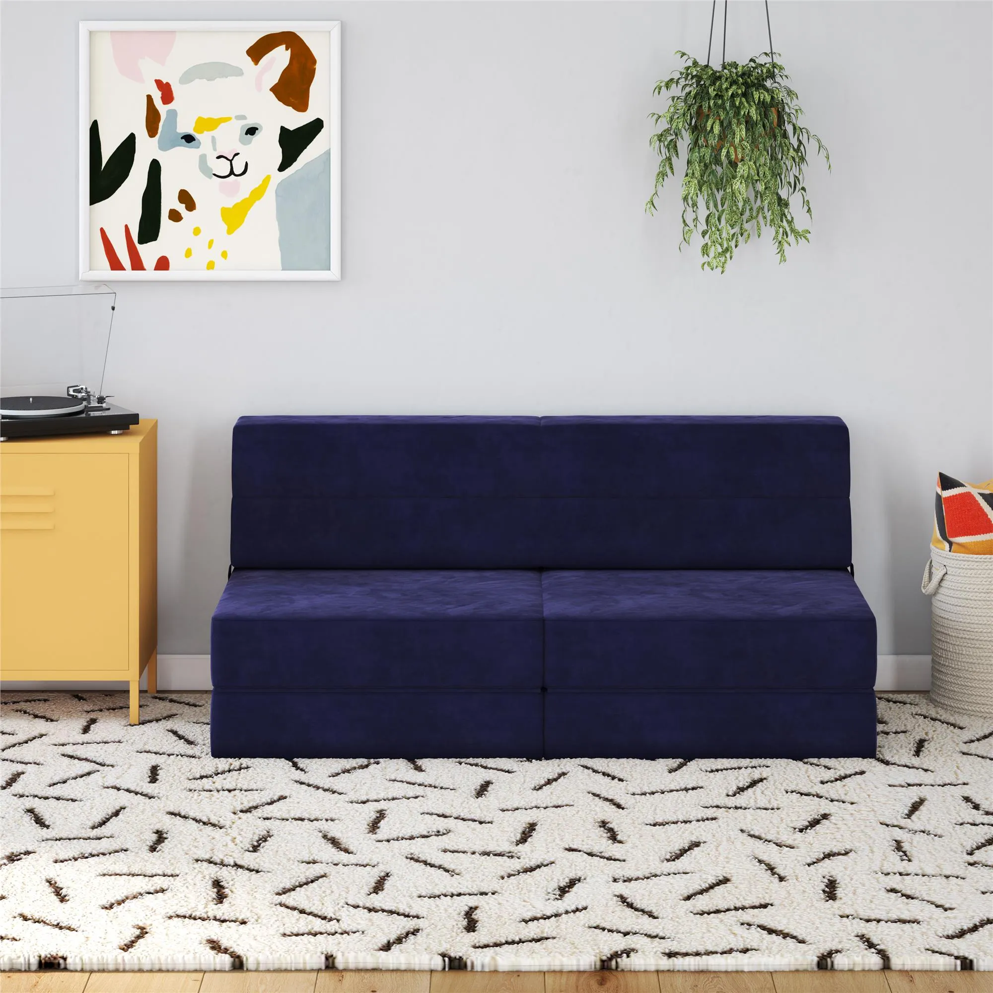 Novogratz The Flower Microfiber Modular Chair & Lounger - Navy Blue|Fauteuil modulaire et chaise longue The Flower de Novogratz en microfibre - bleu marine