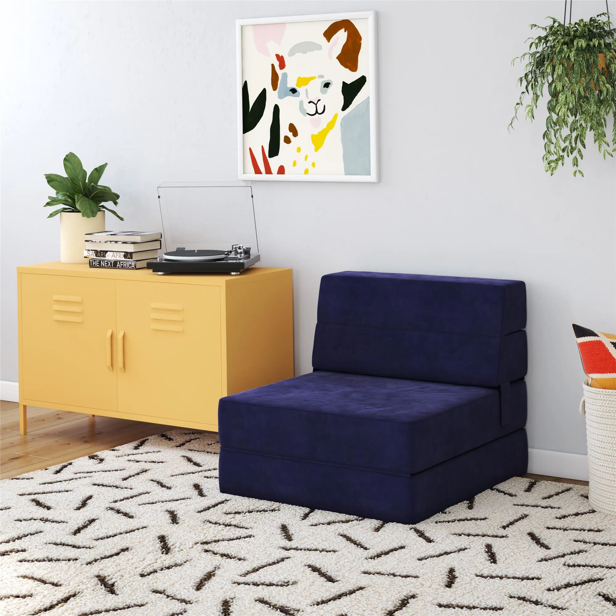 Novogratz The Flower Microfiber Modular Chair & Lounger - Navy Blue|Fauteuil modulaire et chaise longue The Flower de Novogratz en microfibre - bleu marine