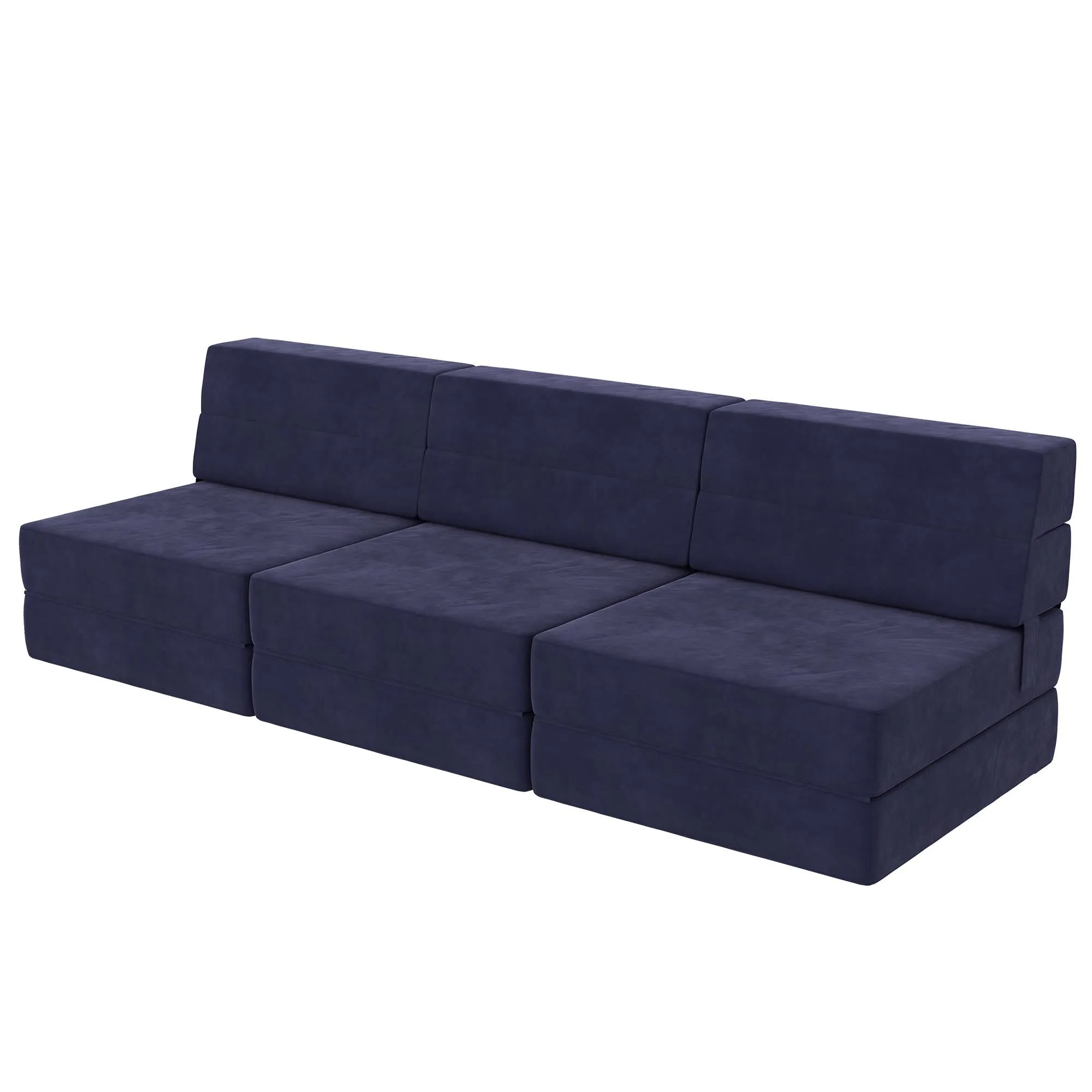 Novogratz The Flower Microfiber Modular Chair & Lounger - Navy Blue|Fauteuil modulaire et chaise longue The Flower de Novogratz en microfibre - bleu marine