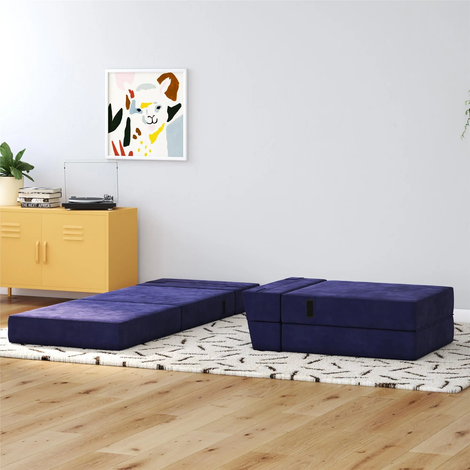 Novogratz The Flower Microfiber Modular Chair & Lounger - Navy Blue|Fauteuil modulaire et chaise longue The Flower de Novogratz en microfibre - bleu marine