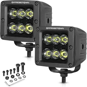 OFFROADTOWN 3 Inch CREE LED Pod Lights - 120W Spot Offroad & Backup Lights (2PCs) for Truck, UTV, ATV, SUV, Boat, Golf Cart