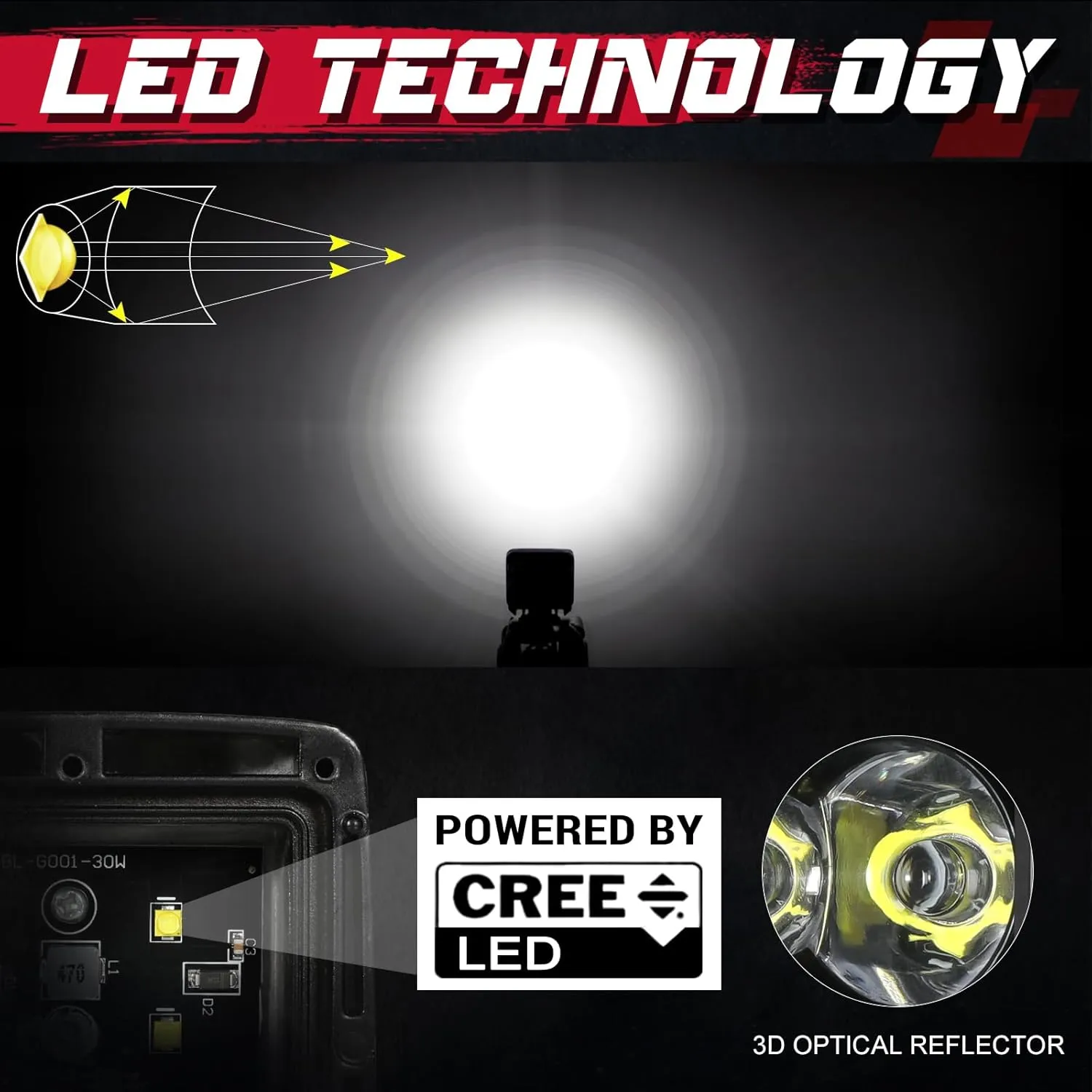 OFFROADTOWN 3 Inch CREE LED Pod Lights - 120W Spot Offroad & Backup Lights (2PCs) for Truck, UTV, ATV, SUV, Boat, Golf Cart