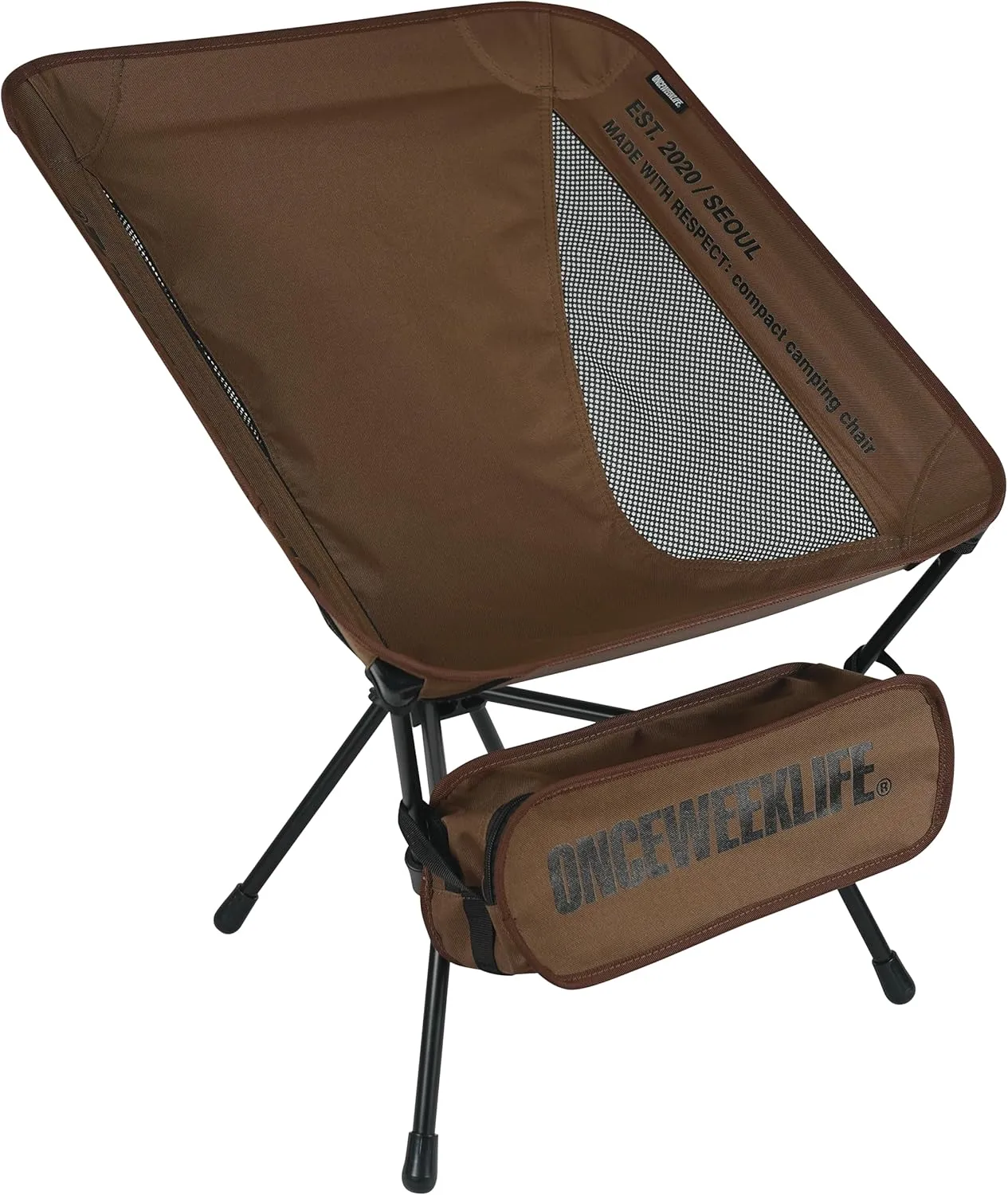 ONCEWEEKLIFE® Compact Camping Chair - Folding Chair, Foldable Lightweight Foldable Outdoor Chairs for Hiking Mountaineering Beach, and Backpacking 330 lbs Capacity (Brown)