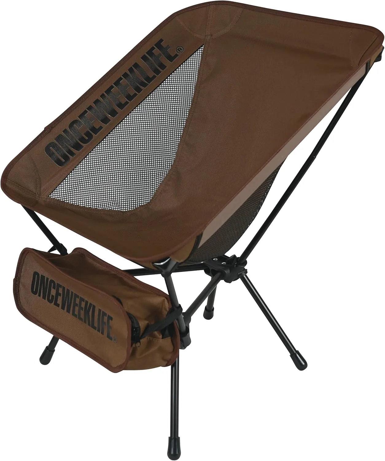 ONCEWEEKLIFE® Compact Camping Chair - Folding Chair, Foldable Lightweight Foldable Outdoor Chairs for Hiking Mountaineering Beach, and Backpacking 330 lbs Capacity (Brown)