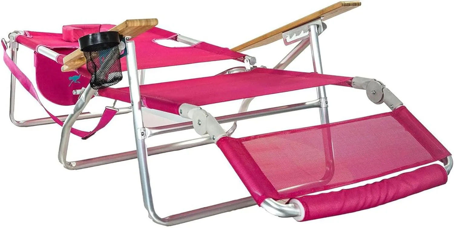 Ostrich 3N1 Lightweight Lawn Beach Reclining Lounge Chair with Footrest, Outdoor Furniture for Patio, Balcony, Backyard, or Porch, Pink