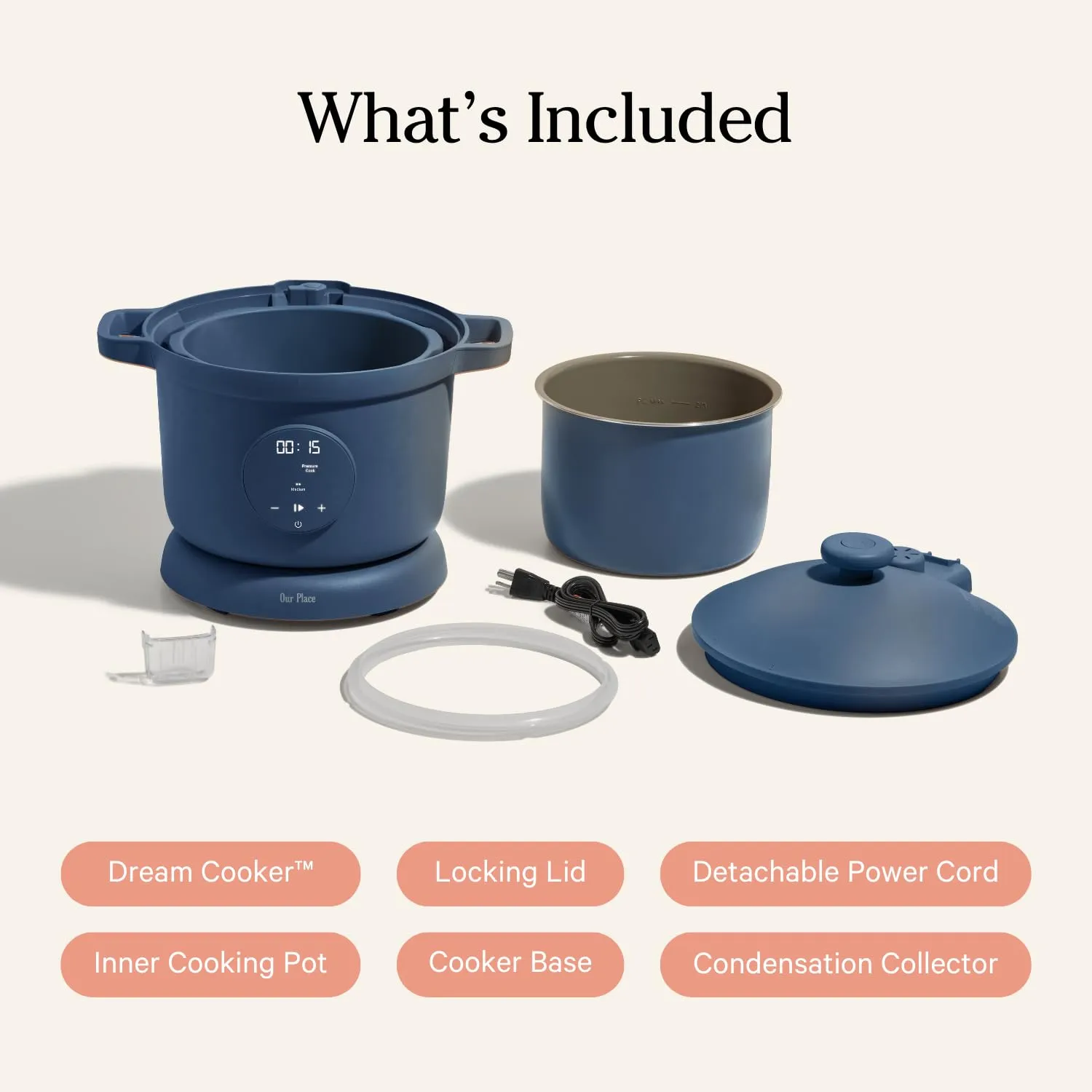 Our Place Dream Cooker | 6-quart Multicooker | 4 Versatile Modes | Pressure Cook, Slow Cook, Sear &amp; Saute, Keep Warm | Hands-Free Steam Release | Tailored Control Panel | Blue Salt