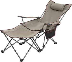 Outdoor Camp Chairs, 2 in 1 Camping Chair with Footrest, Recliner Folding Lounge Seat for Beach, Fishing, Picnics, Hiking Lawn Chairs Adults(A)