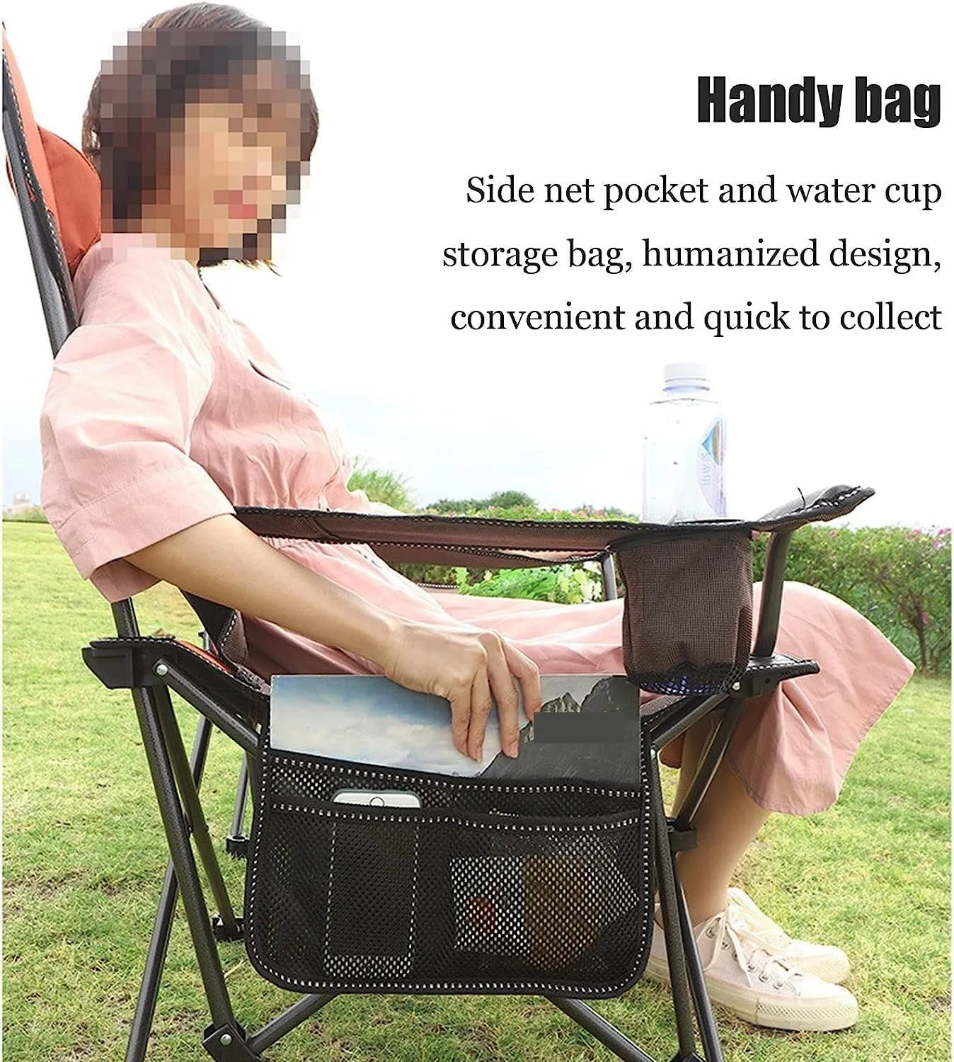 Outdoor Camp Chairs, 2 in 1 Camping Chair with Footrest, Recliner Folding Lounge Seat for Beach, Fishing, Picnics, Hiking Lawn Chairs Adults(A)