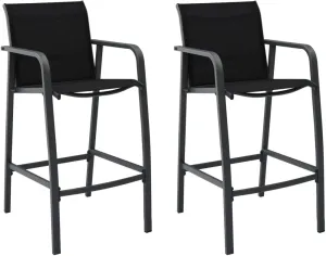 Outdoor Dining Chairs Dining Chairs Camping Chairs Lawn Chairs - Patio Bar Chairs 2 pcs Black Textilene for Campsites Garden Terrace Park