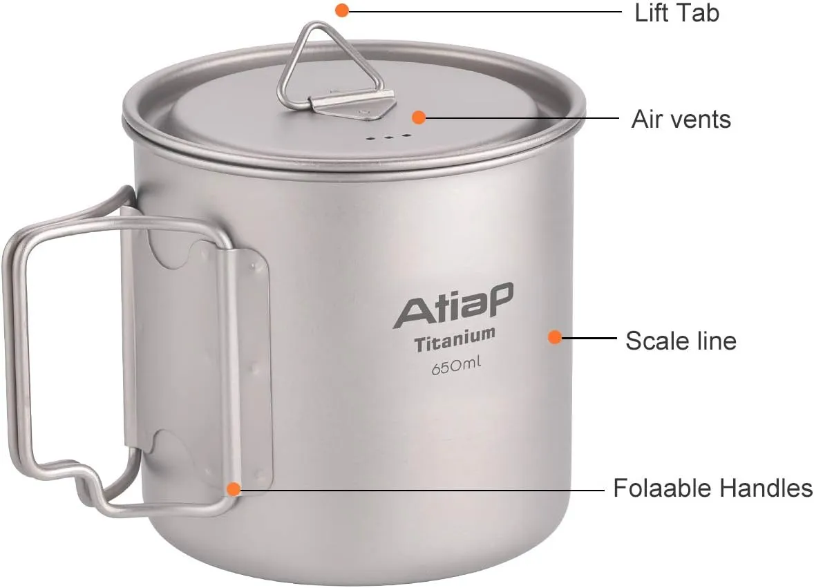 Outdoor Titanium Cup Mug Pots Portable Cup Mug Camping Picnic Water Cup Tableware Coffee Tea Pot