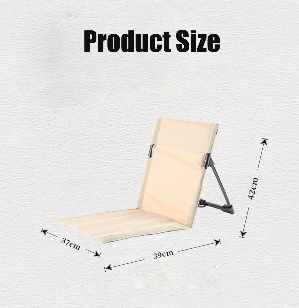 Outdoor Ultralight Camping Folding Chair, Portable Lightweight Cushioned Seat with Backrest, Lightweight and Comfortable Park Leisure Portable Floor Chair, Suitable for Fishing BBQ Hiking