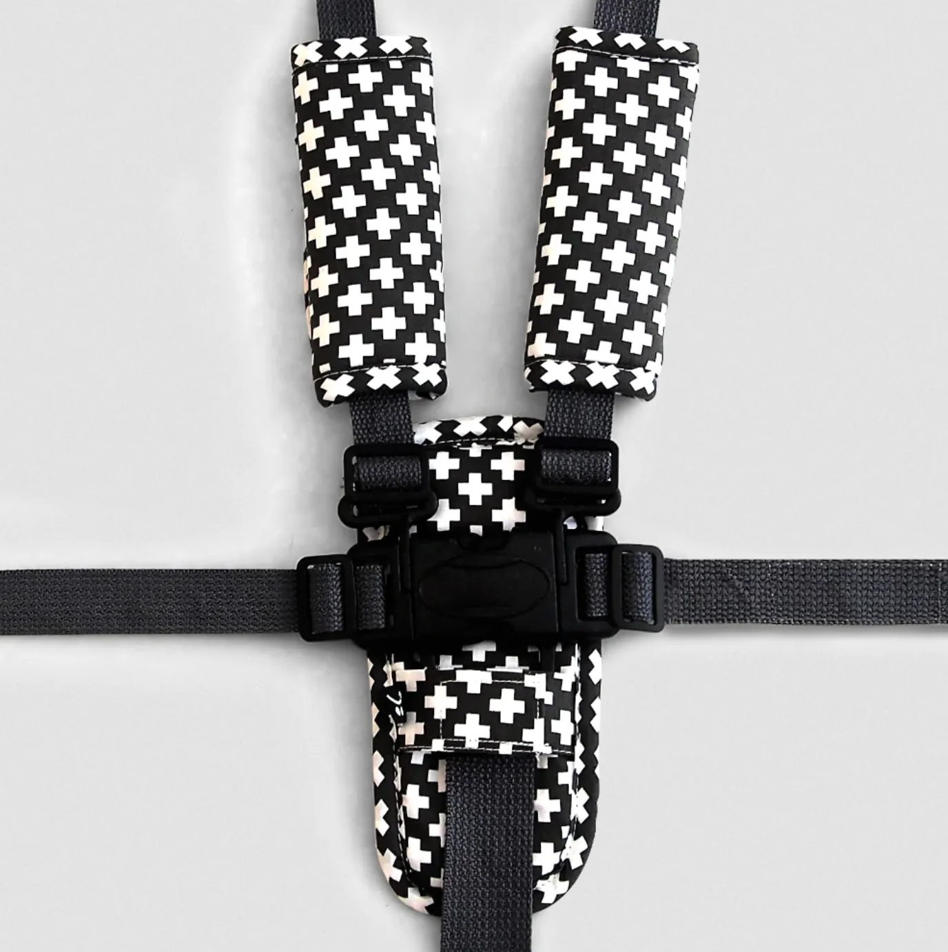 Outlookbaby 3 Piece Harness Cover Set Charcoal Cross