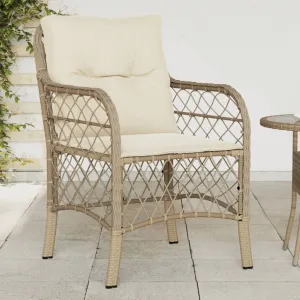 Patio Chairs with Cushions 2 pcs Beige Poly Rattan