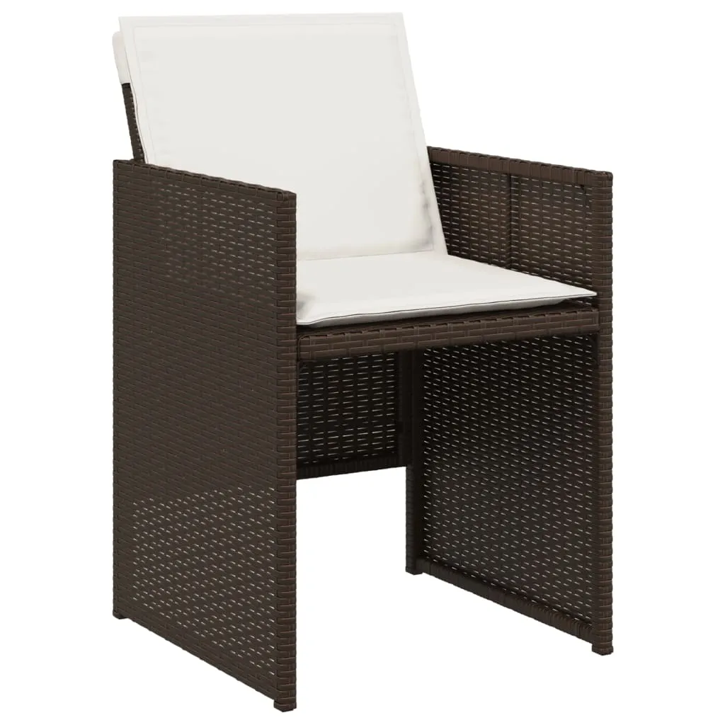 Patio Chairs with Cushions 4 pcs Brown Poly Rattan
