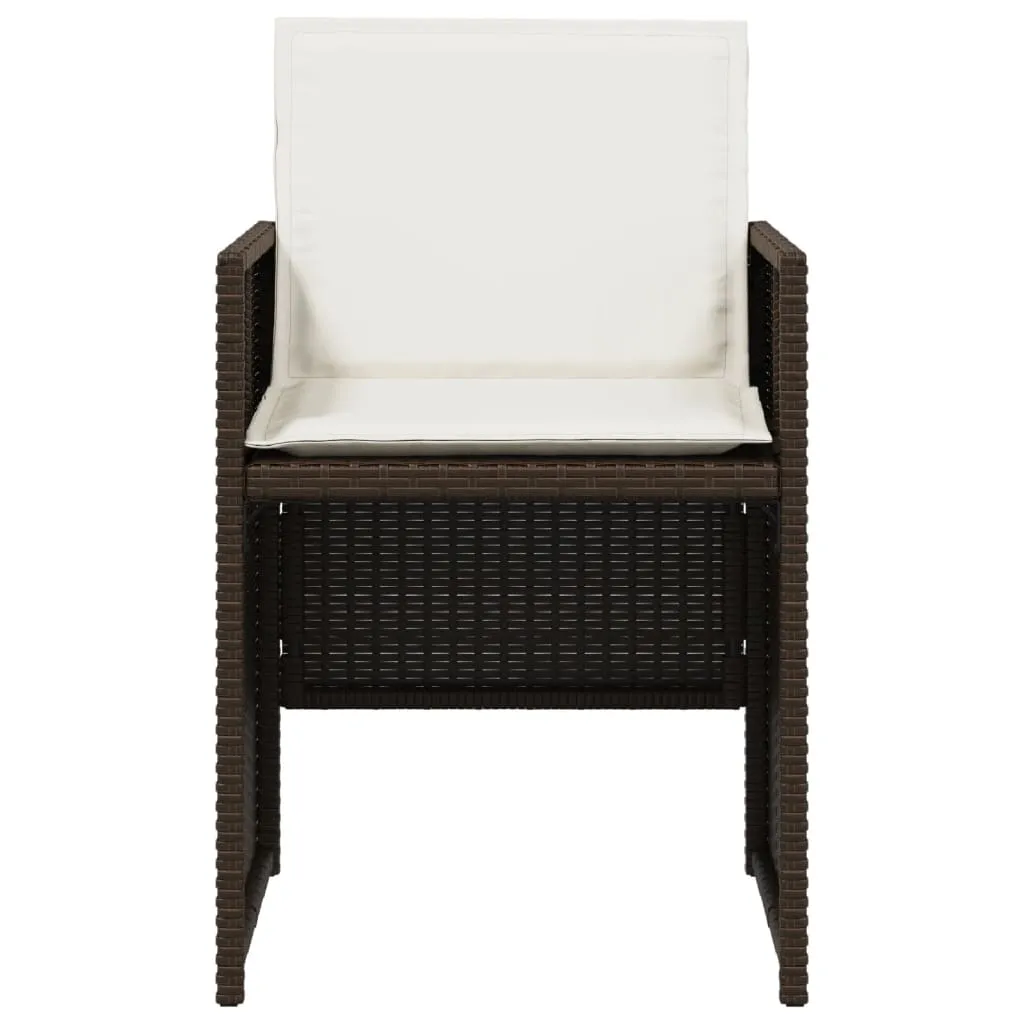 Patio Chairs with Cushions 4 pcs Brown Poly Rattan