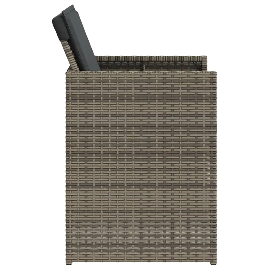 Patio Chairs with Cushions 4 pcs Gray Poly Rattan