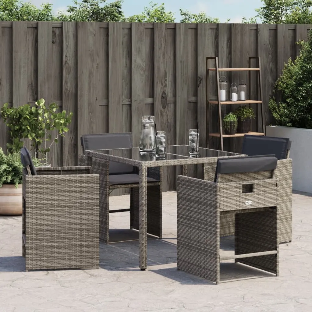 Patio Chairs with Cushions 4 pcs Gray Poly Rattan