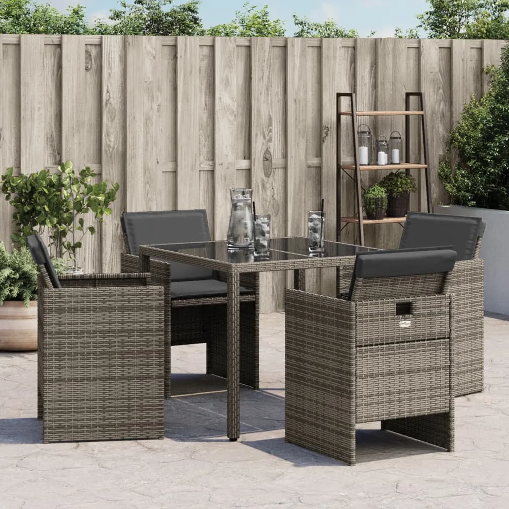 Patio Chairs with Cushions 4 pcs Gray Poly Rattan