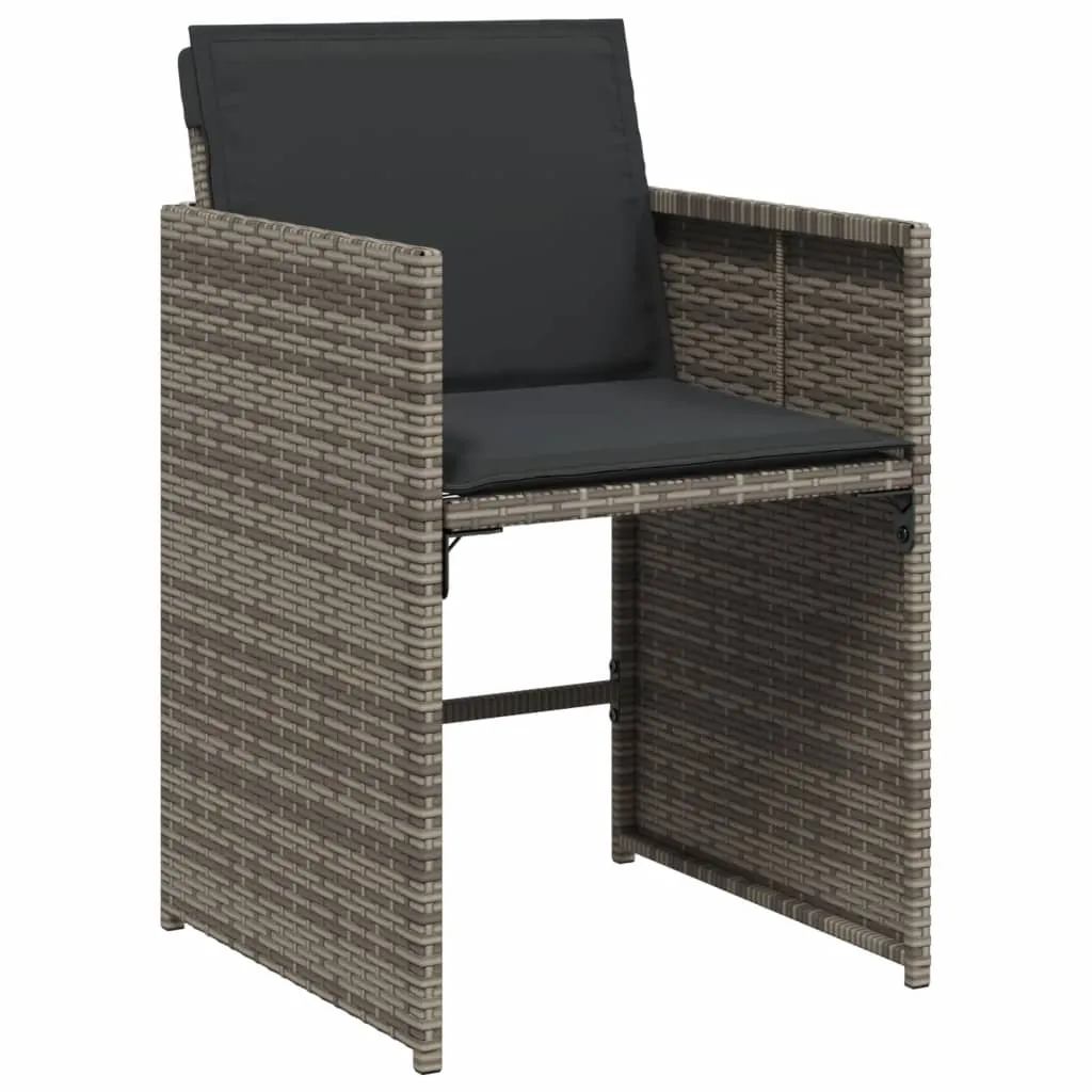 Patio Chairs with Cushions 4 pcs Gray Poly Rattan