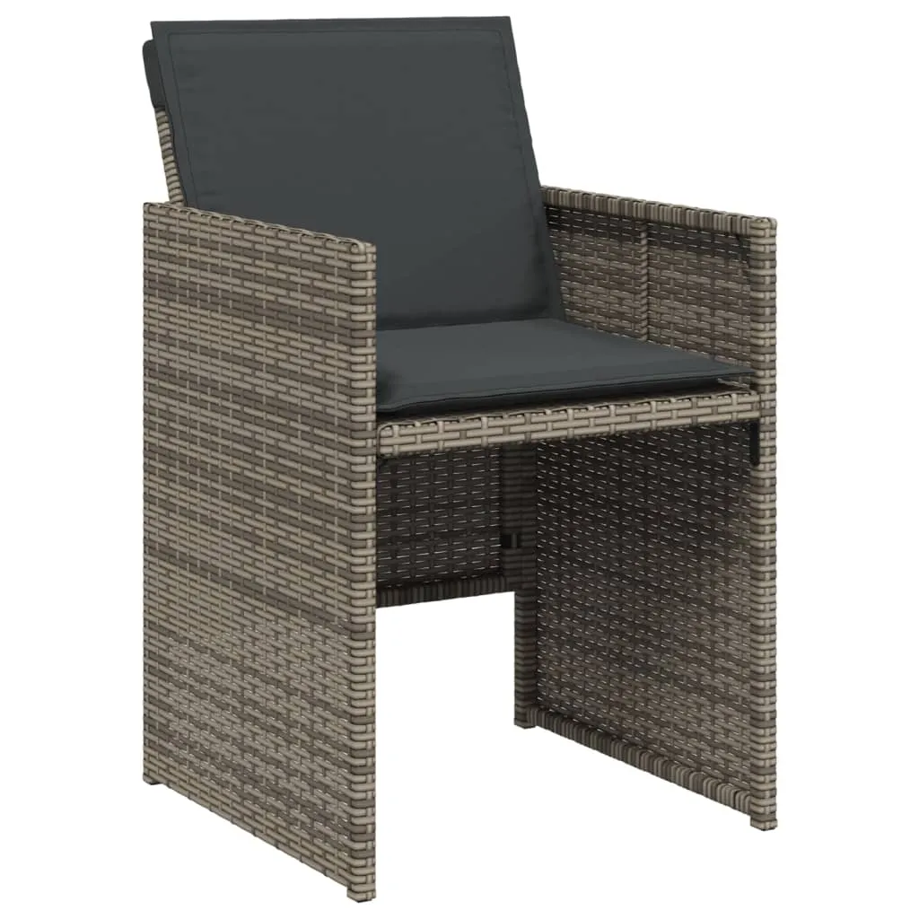 Patio Chairs with Cushions 4 pcs Gray Poly Rattan