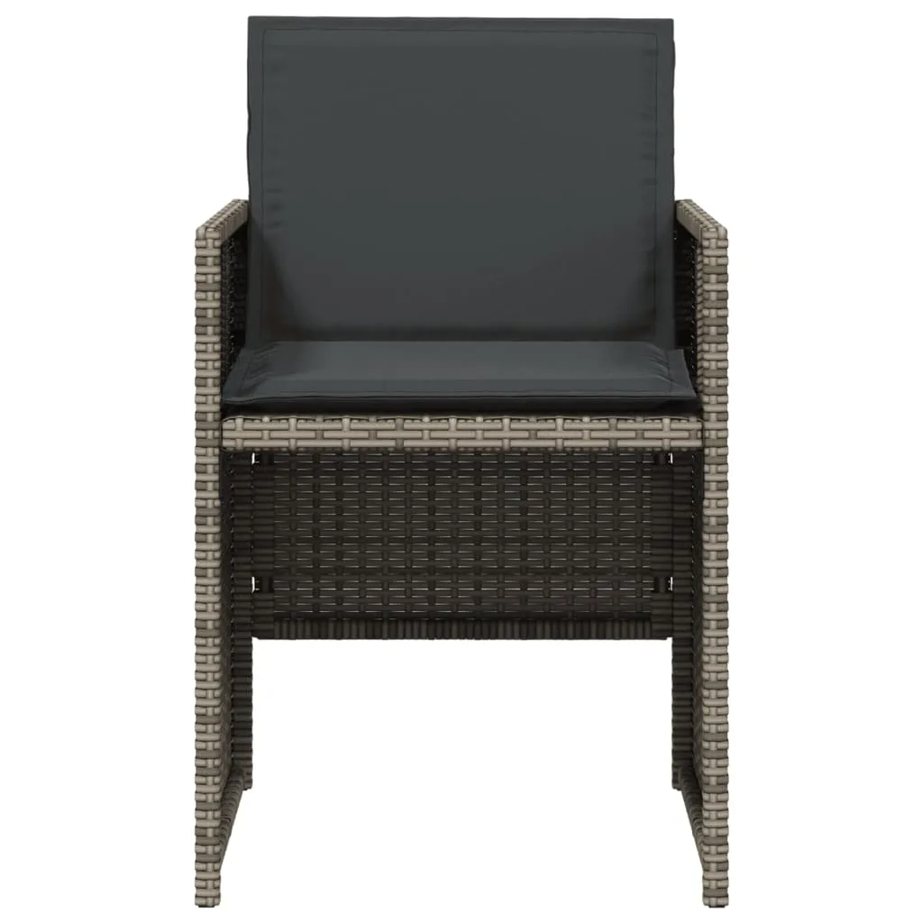 Patio Chairs with Cushions 4 pcs Gray Poly Rattan