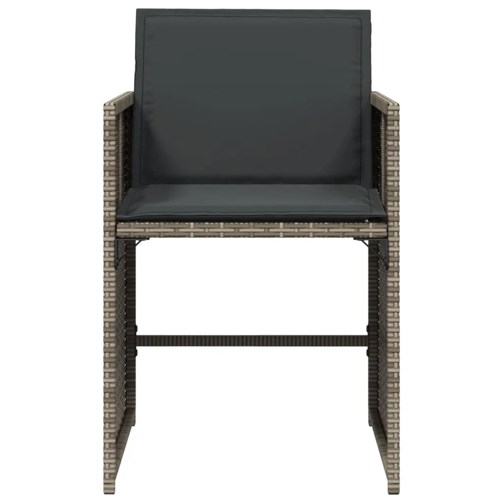Patio Chairs with Cushions 4 pcs Gray Poly Rattan