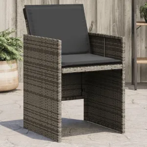 Patio Chairs with Cushions 4 pcs Gray Poly Rattan